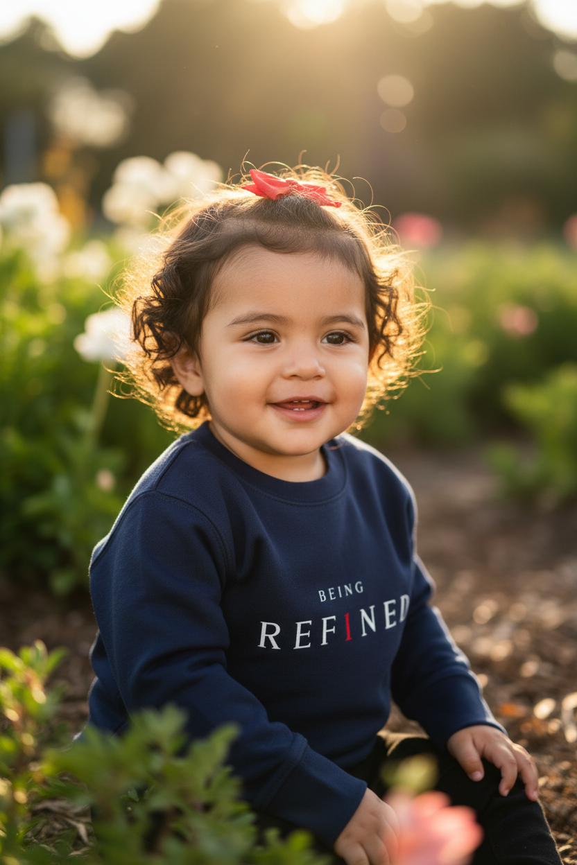 Colombian Toddler Girl in Being Refined Sweatshirt