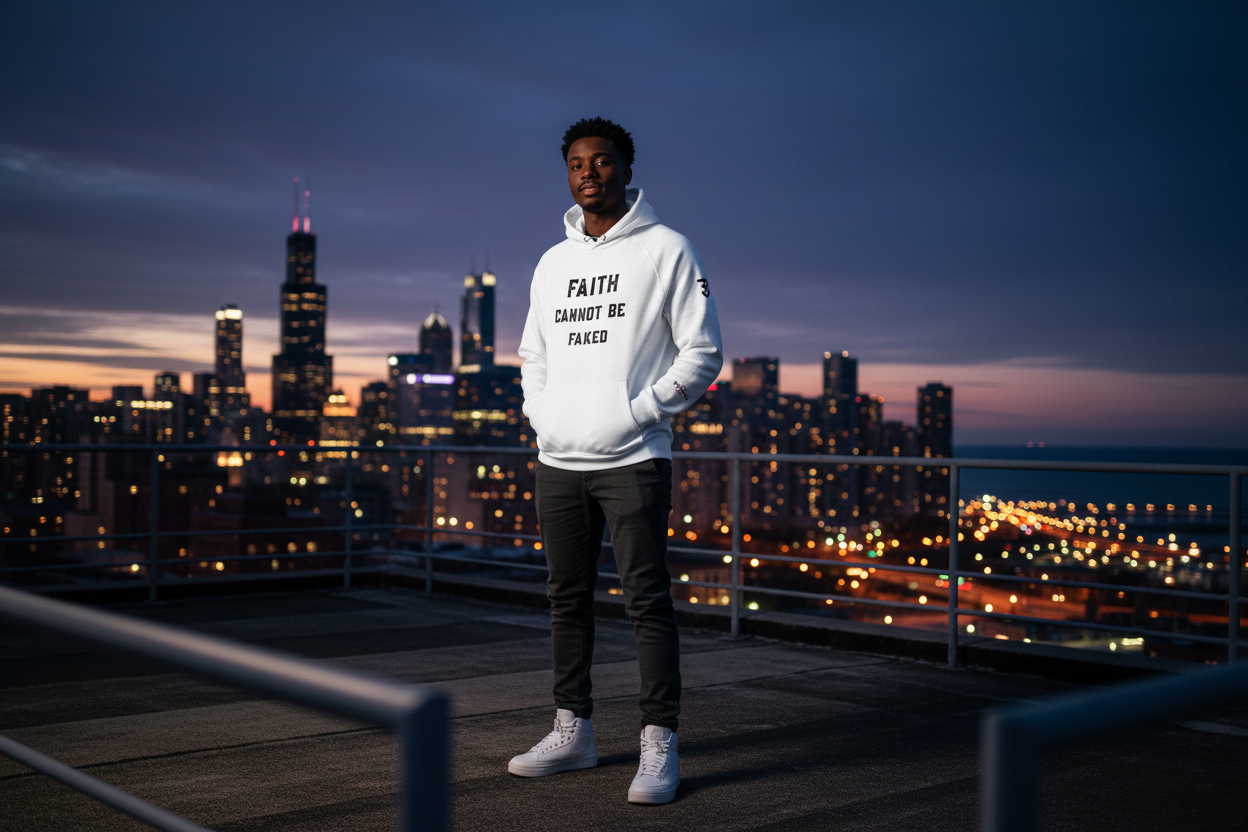F.C.B.F White Hoodie Chicago Skyline Regenerated