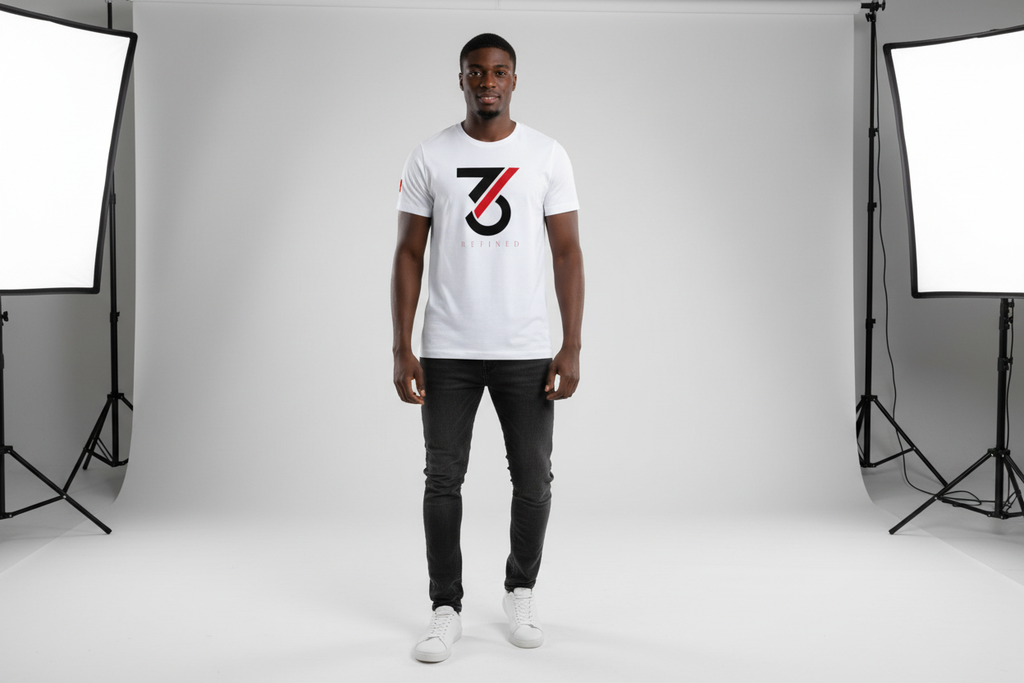 Set Apart White Tee Black Male Model Studio