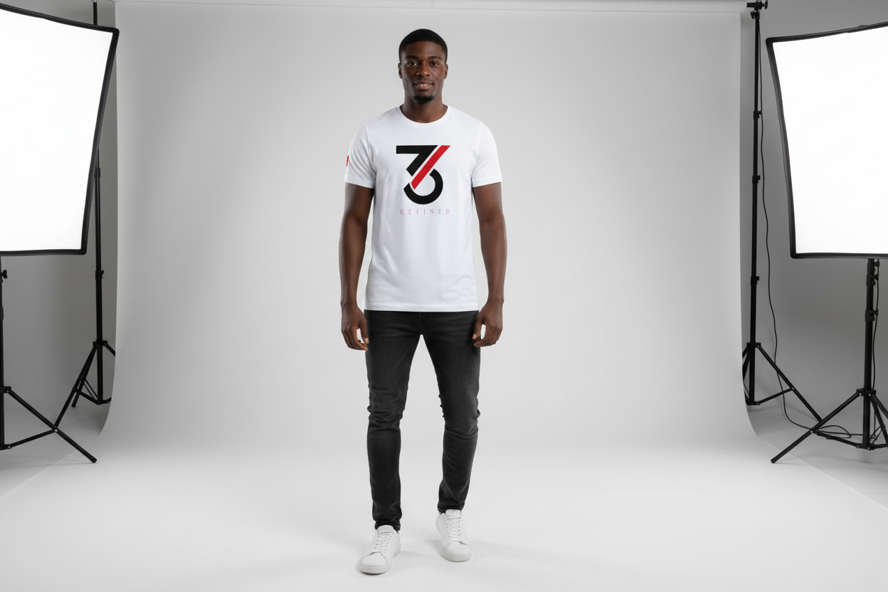 Set Apart White Tee Black Male Model Studio