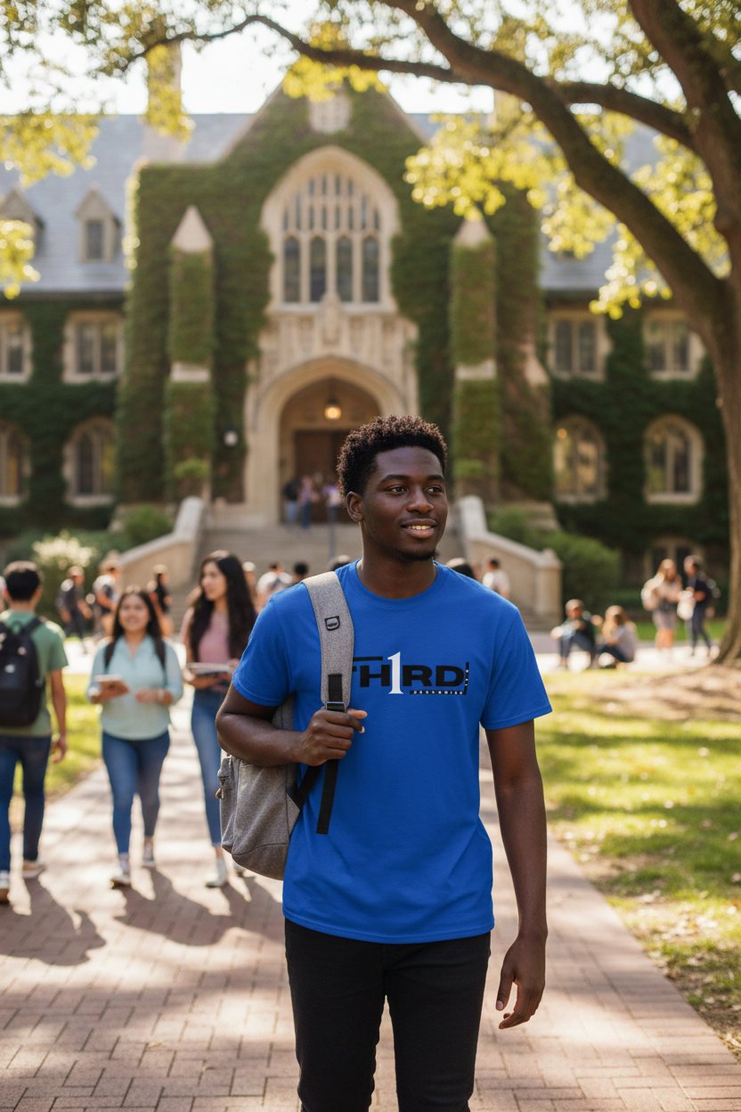 TH1RD Blue Tee - College Campus Lifestyle