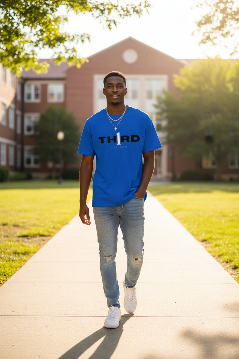 TH1RD Blue Tee College Campus Lifestyle