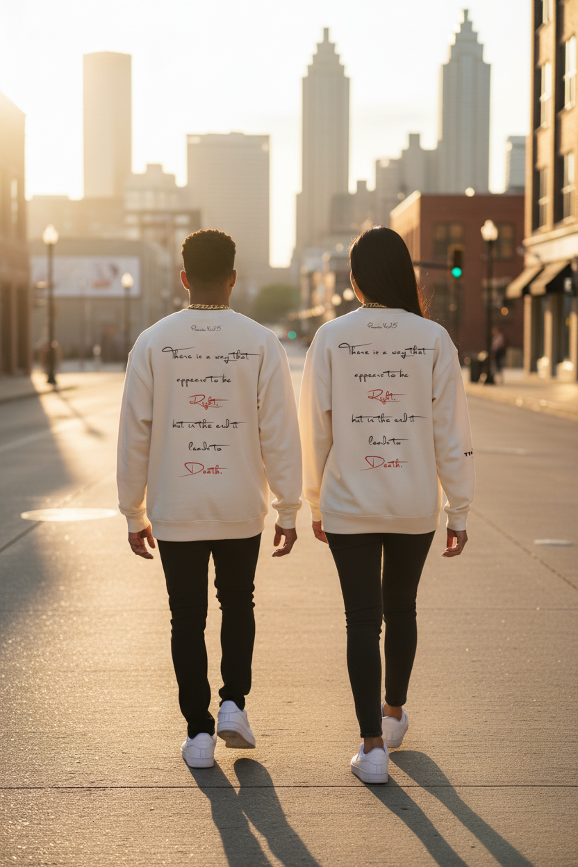 TH1RD Bone Crewneck – Couple Back View Atlanta