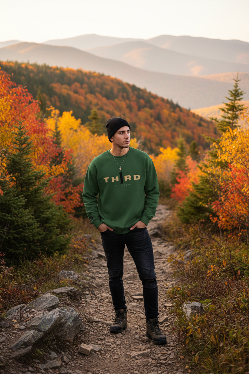 TH1RD Green Sweater - Mountain Setting