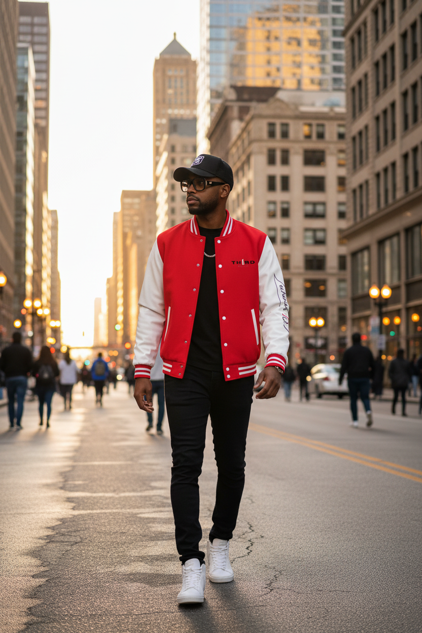 TH1RD Red Letterman Jacket – Chicago Lifestyle