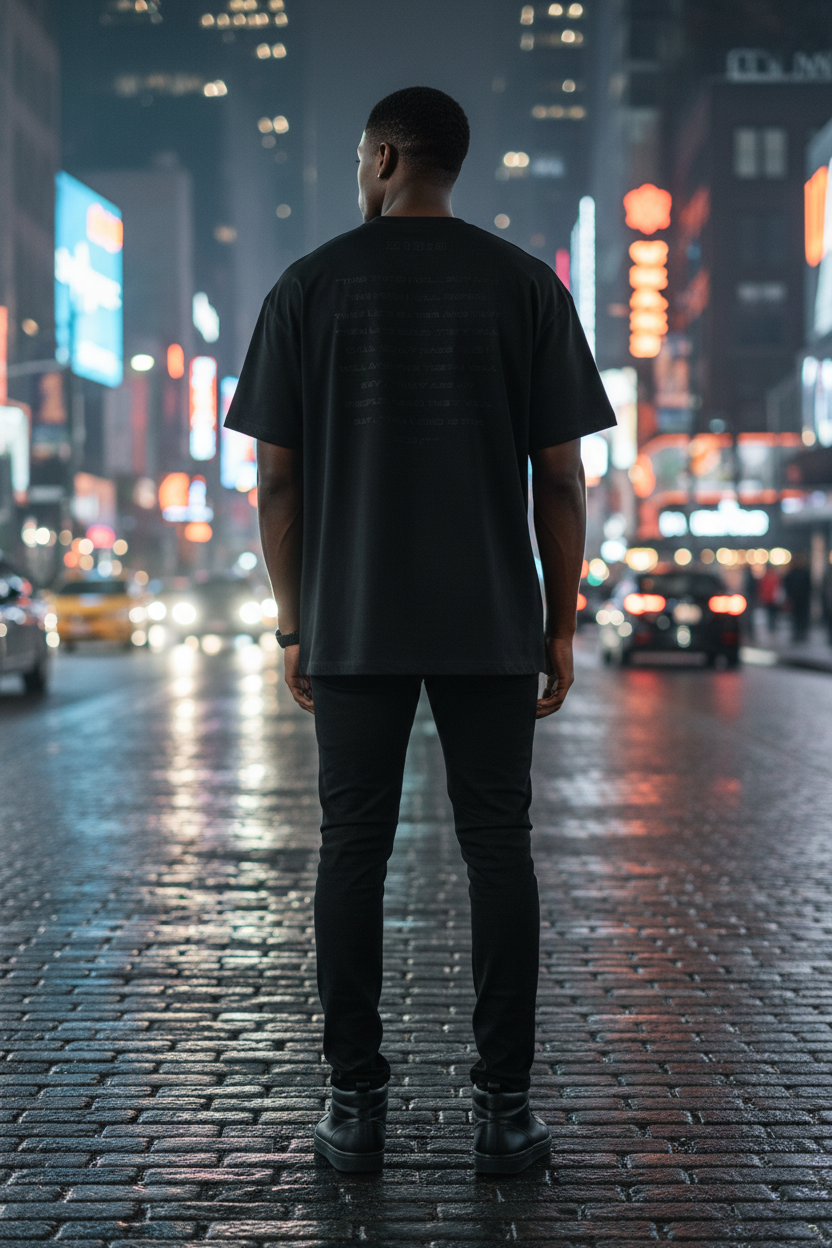 TH1RD Refined Blackout Box Tee — Solo Back View