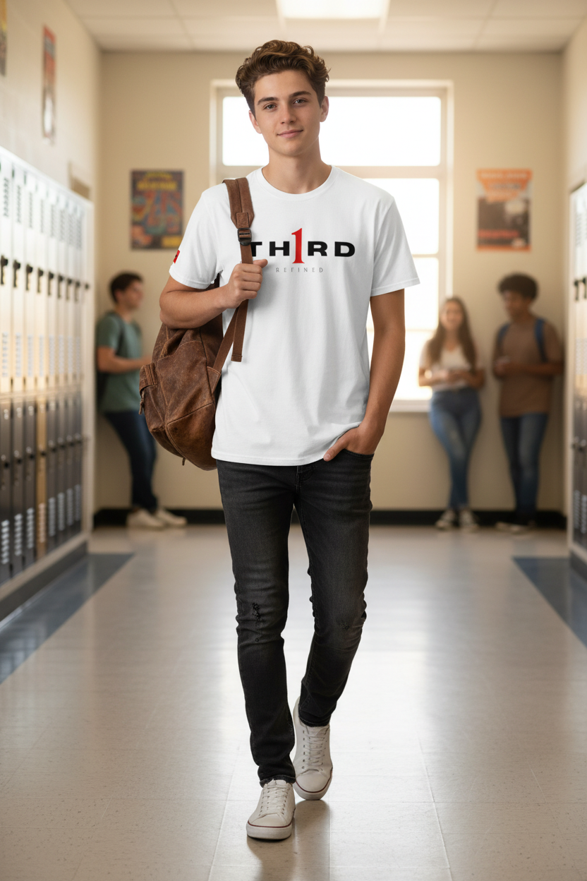 TH1RD White Refined Tee - School Lifestyle